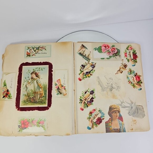 1800s Antique Scrapbook Loaded With Hundreds Of Cards Amazing Historical Book - Picture 15 of 16